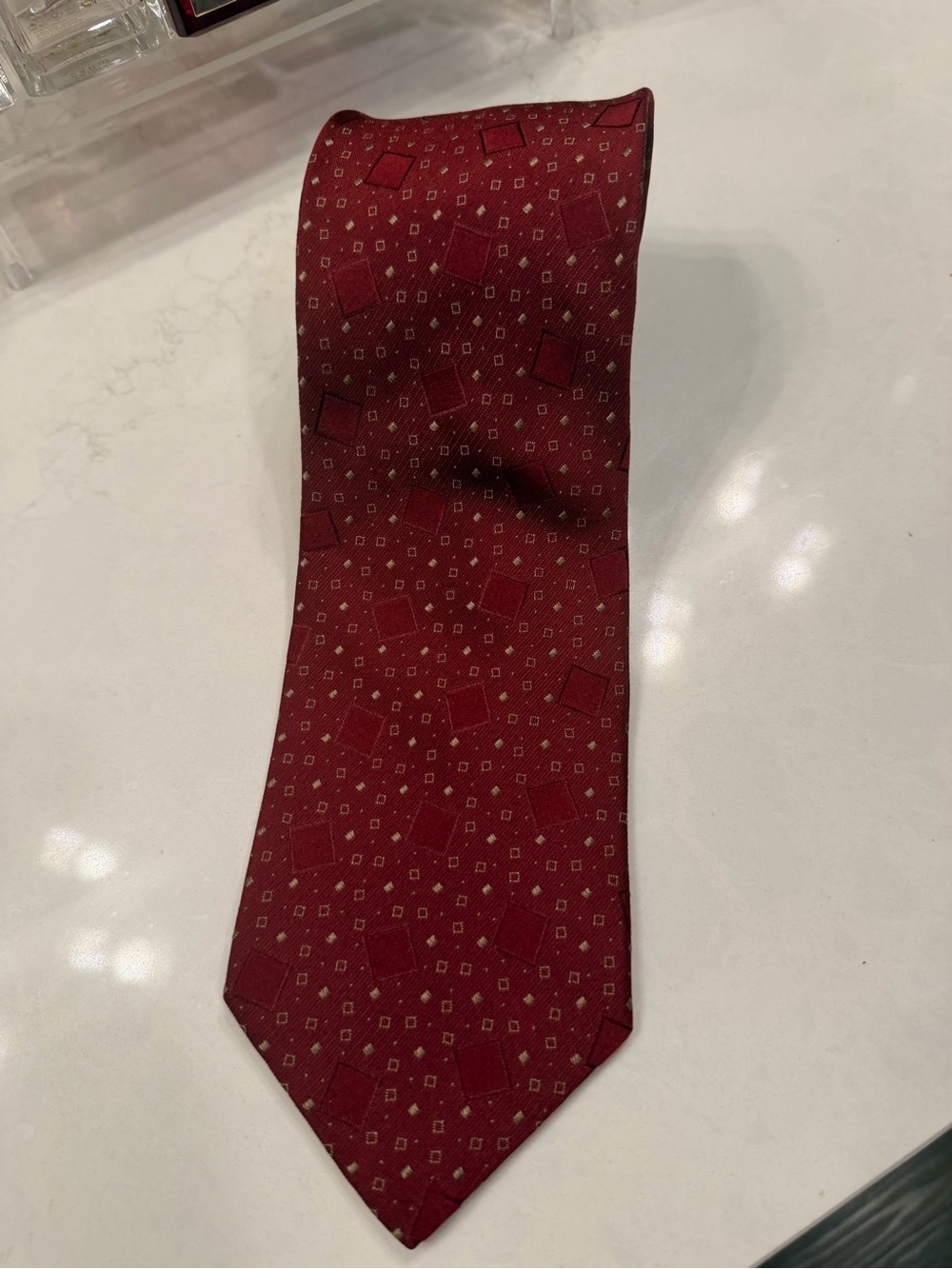 Giorgio Armani Burgundy Geometric Silk Tie